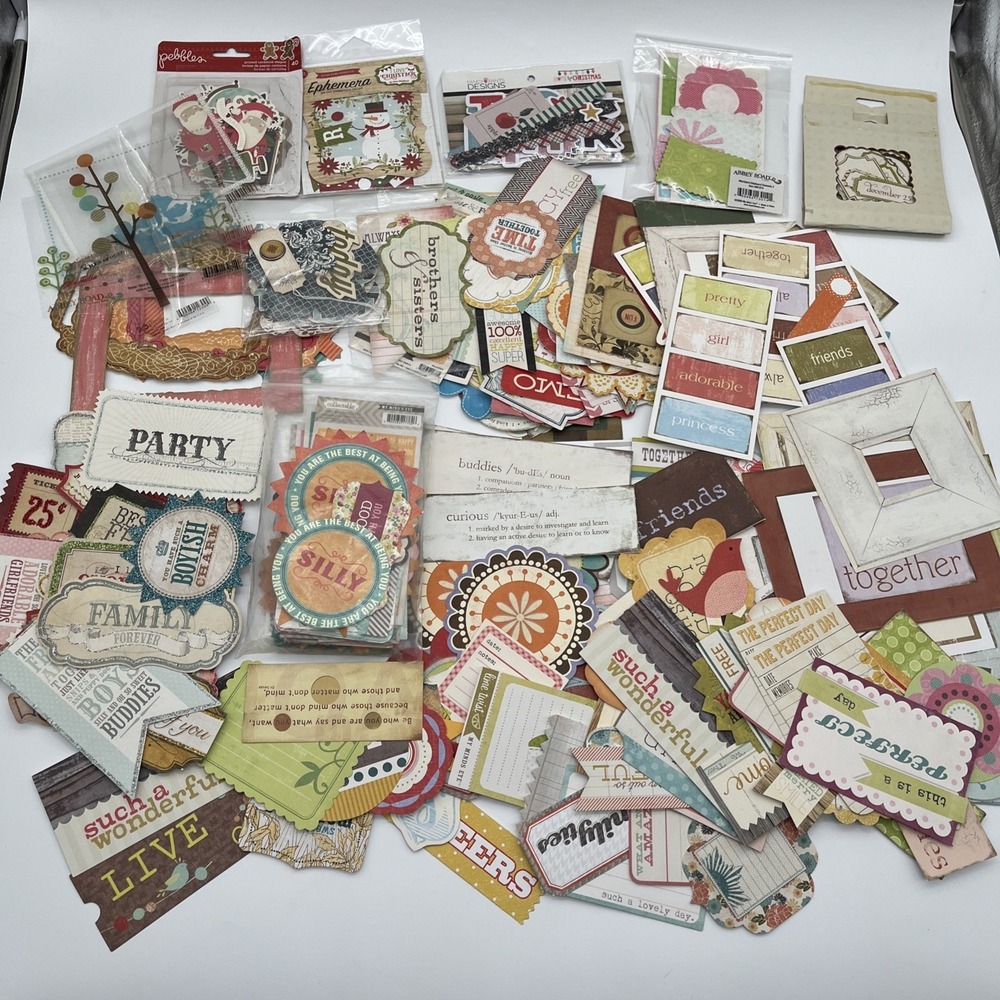 Scrapbooking Ephemera Die Cuts Journaling Cards Lot 1.8 lb MME Wild Asparagus